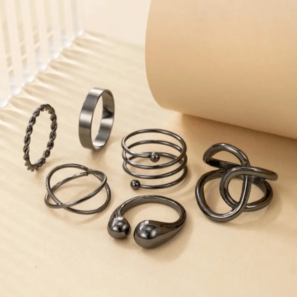 NEW‎ Black Midi Knuckle Interchangeable Ring Set